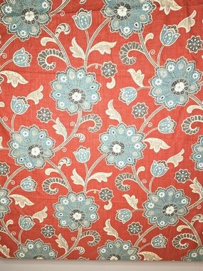Braemore Floral Print Upholstery fabric in Coral and Teal About 2 Yards 54" Wide